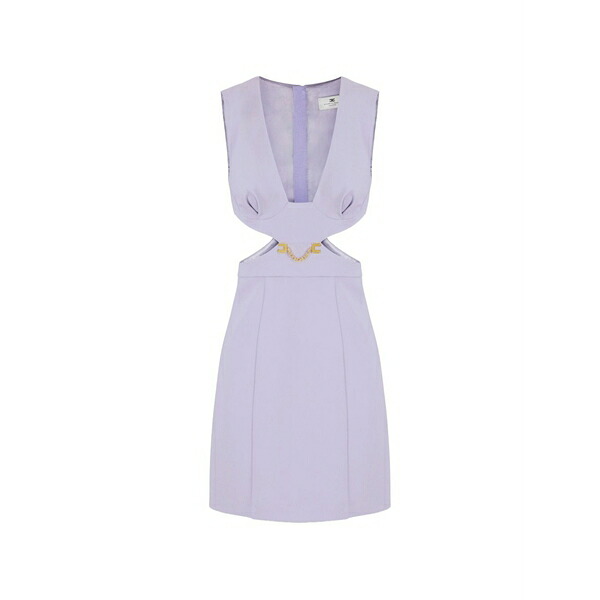 エリザベスフランキ レディース ワンピース トップス Cut-out mini dress Purple｜asty