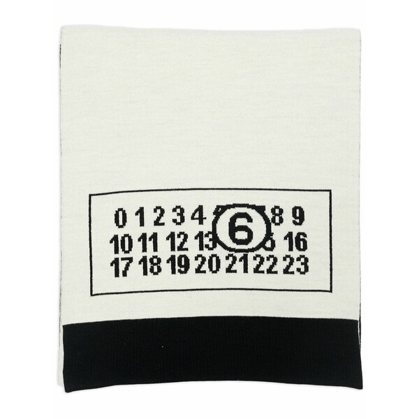 マルタンマルジェラ レディース 消音装置・袈裟・えり巻き 佩び物 Logo-print wool-blend scarf Black