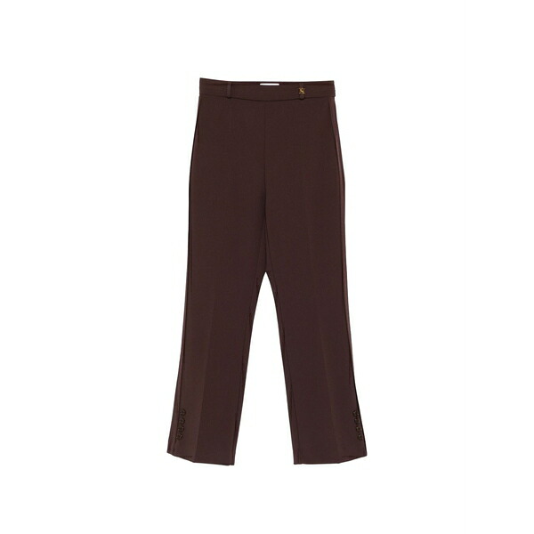 エリザベスフランキ レディース カジュアルパンツ ボトムス Logo-detail trousers Brown｜asty