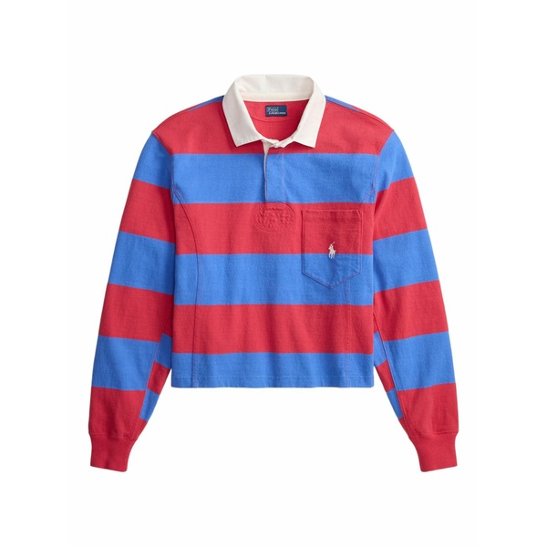 ラルフローレン レディース スポーツシャツ トップス Striped chest-pocket rugby shirt Red