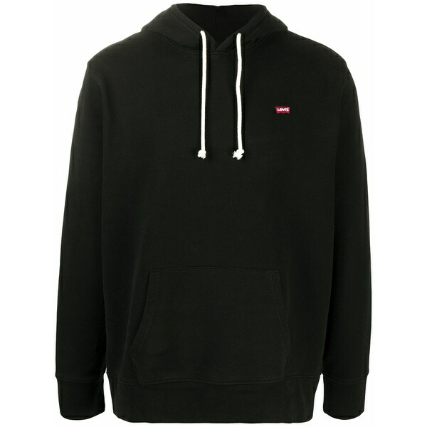 リーヴァイズジーンズ メンズ パーカー・スウェットシャツ アウター Logo plaque long-sleeve hoodie Black