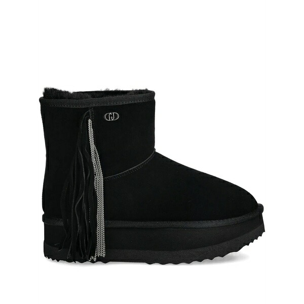 リュージョー レディース ブーツ シューズ Fringed ankle boots Black