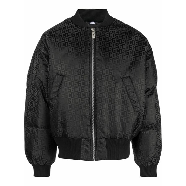 ジーシーディーエス メンズ ジャケット＆ブルゾン アウター monogram-pattern zip-up bomber jacket Black｜asty