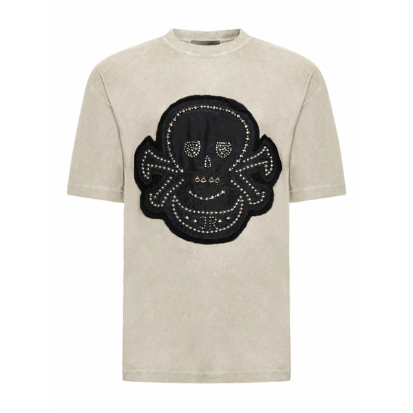 ジョン リッチモンド メンズ Tシャツ トップス Skull-embellished t-shirt Neutrals｜asty 45,480円