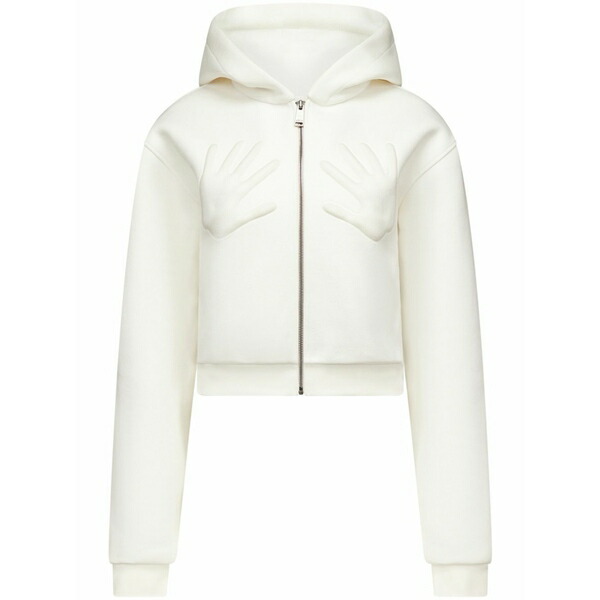 方面 レディース パーカー・スウェットシャツ アウター Embossed handprint hoodie White