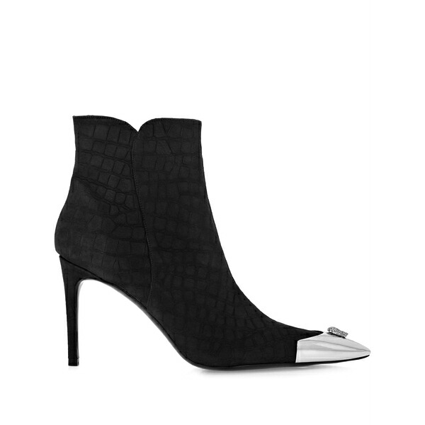 フィリップ飾り気の無い レディース ブーツ シューズ Crocodile-embossed ankle boots Black