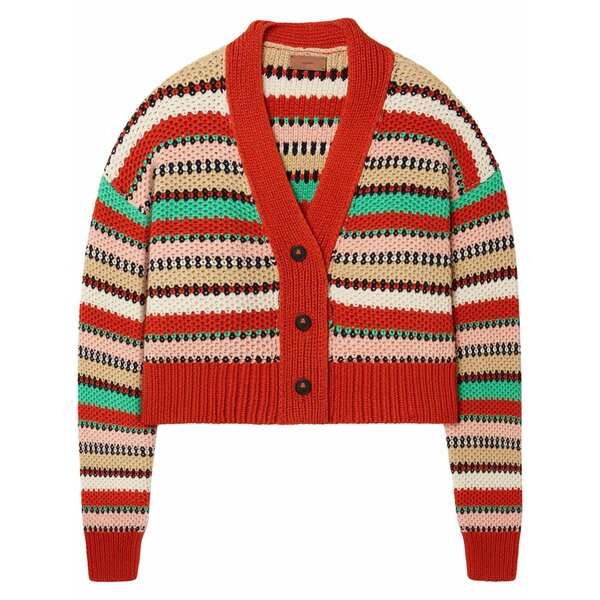 アラヌイ レディース ジレー アウター Sunny stripes cardigan Red