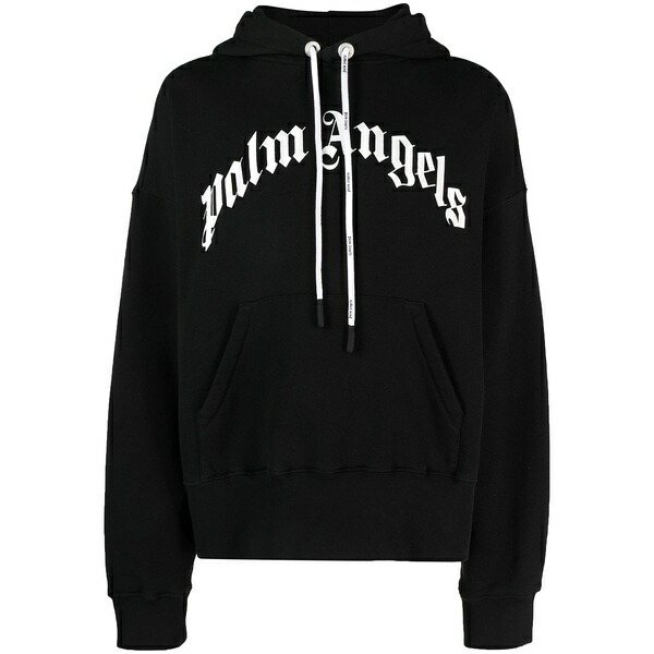 パーム・エンジェルス メンズ パーカー・スウェットシャツ アウター Curved logo-print hoodie Black