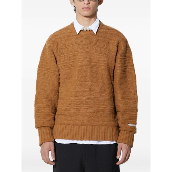 アーダーエラー メンズ 編み物\u0026プルオーバー アウター Cable-knit crew-neck sweater Brown