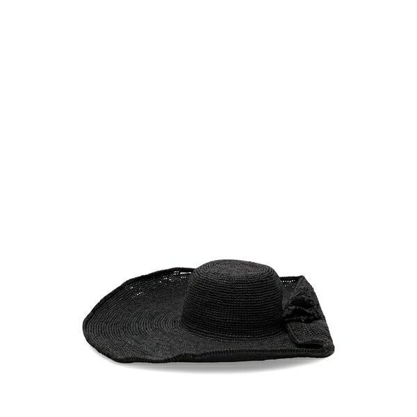 アイビリーブ レディース かぶり笠 添え物 Raffia floppy hat Black