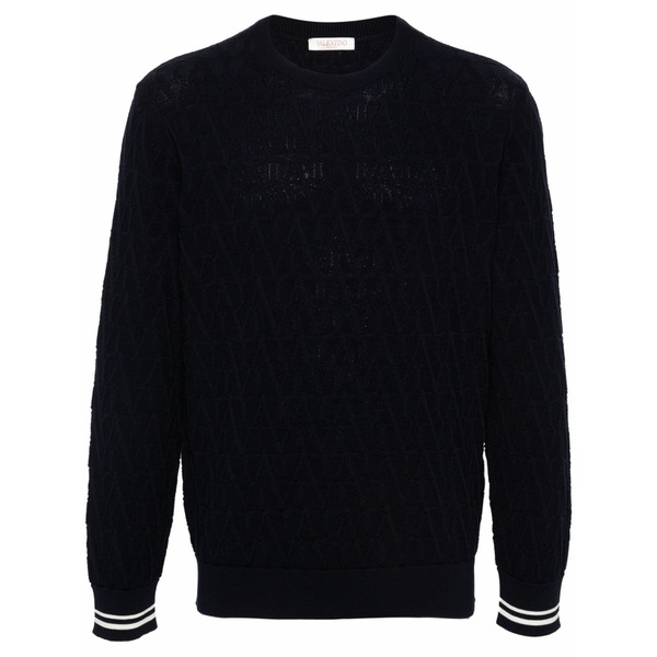 ヴァレンティノ ガラヴァーニ メンズ 編み物\u0026プルオーバー アウター Optical-jacquard cotton jumper  Blue