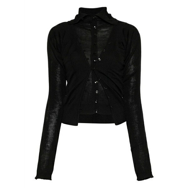 ロウ クラシック レディース カーディガン アウター Layered cardigan Black｜asty
