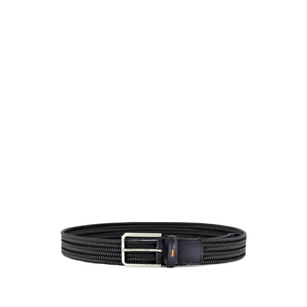 サントーニ メンズ 三尺帯 付属物 Calf-leather braided belt Black