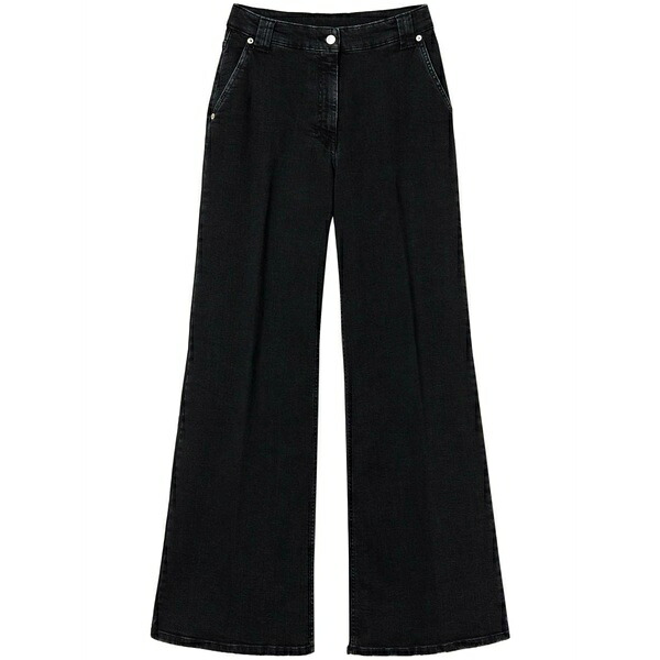 ツイン仕掛ける レディース ジーンズズボン下 ボトムス Pressed-crease wide-leg jeans Black