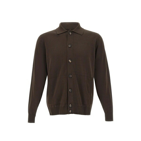 フィリッポ デ ラウレンティス メンズ ジレー アウター Polo-collar button-up cardigan Brown