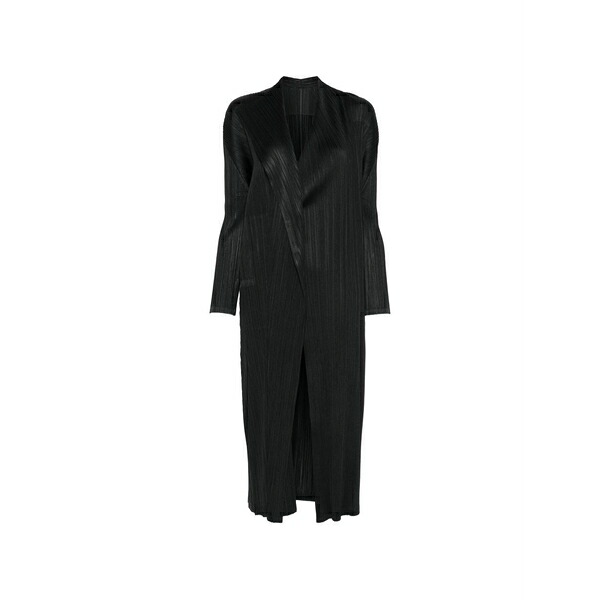 筋目 プリーズ イッセイ ミヤケ レディース 厚地の外套 アウター Facade pleated coat Black