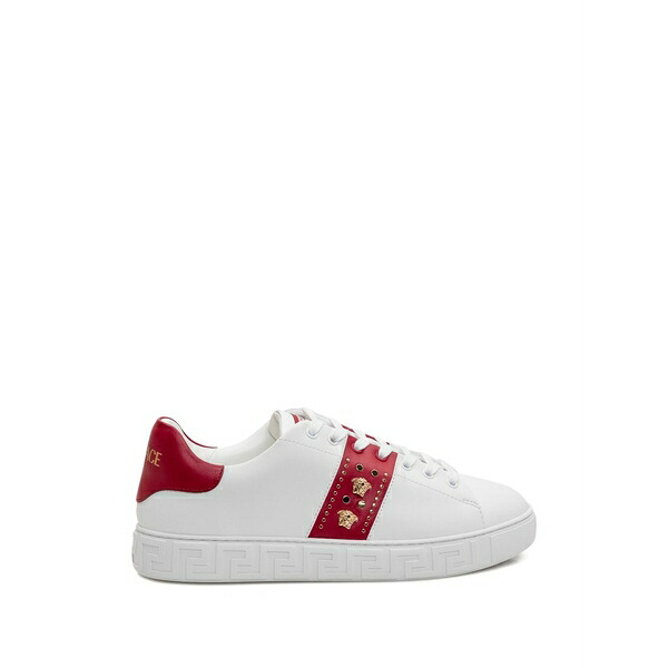 ヴェルサーチ メンズ スニーカー シューズ Greca studded-embellishment sneakers White｜asty