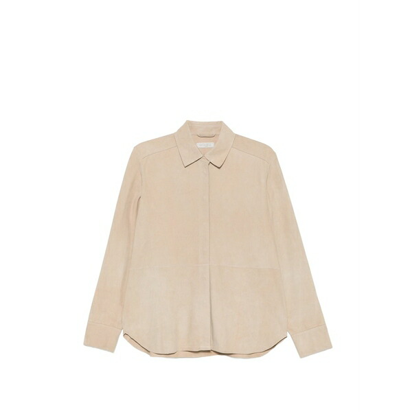 アントネリ レディース シャツ トップス Andrew suede-finish leather shirt Neutrals|asty