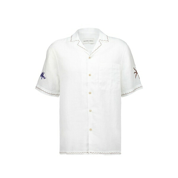 フレスコボールカリオカ メンズ プルオーバー トップス Alves embroidered linen shirt White