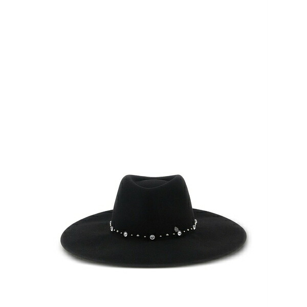 メゾンミッシェル  レディース 鳥打ち帽 付属物 Wide-brim crystal-embellished hat Black