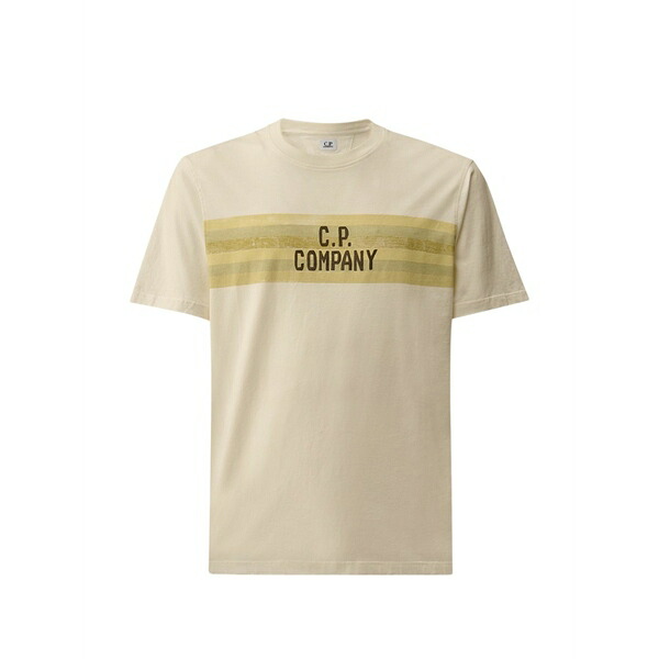 シーピーカンパニー メンズ ティーシャツ トップス Striped-detail t-shirt Neutrals Tシャツ・カットソー-トップス