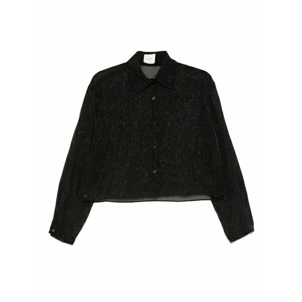 アリジ レディース プルオーバー トップス Glitter-detail collared shirt Black