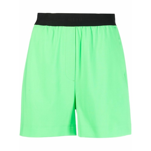 エムエスジイエム レディース 心地好いズボン下 ボトムス Logo-waistband shorts  Green