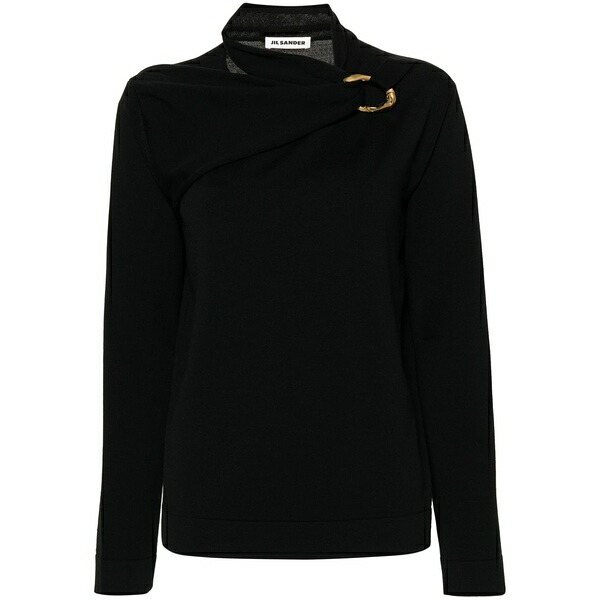 ジル・サンダー レディース 編み物\u0026スウェーター アウター Scarf-detailed knit top Black
