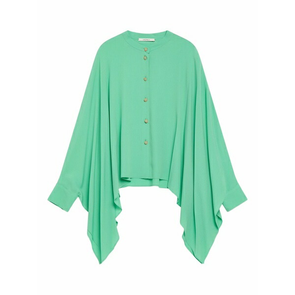 マリパルミ レディース プルオーバー トップス Button-front asymmetric blouse Green