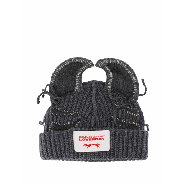 プリンスチャールズ島・ジェフリー メンズ かぶり笠 佩び物 Ears-detail beanie hat  Grey