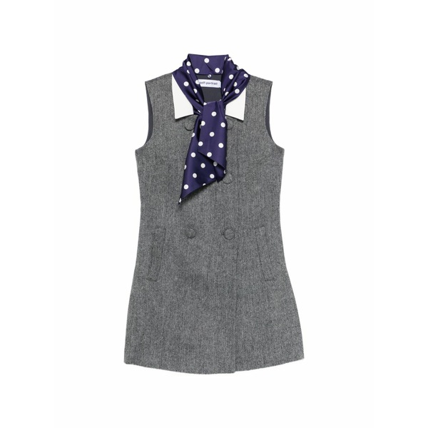 セルフ・ポートレイト レディース ワンピース トップス Herringbone mini dress Grey｜asty