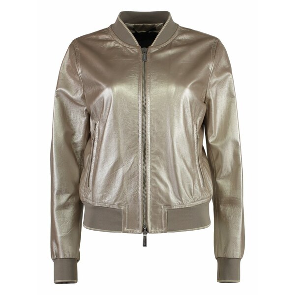 ムーレー レディース 上衣＆上衣 アウター Metallic-effect leather bomber jacket Gold