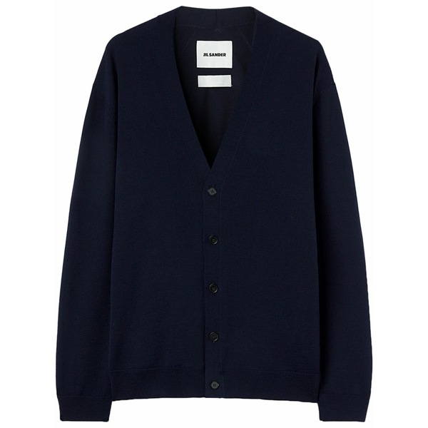 ジル・サンダー メンズ ジレー アウター V-neck wool cardigan Blue