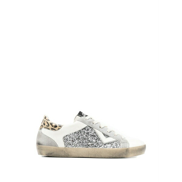 フォービーワンツー レディース スニーカー シューズ Suprime glitter-embellished leopard-print sneakers Silver｜asty