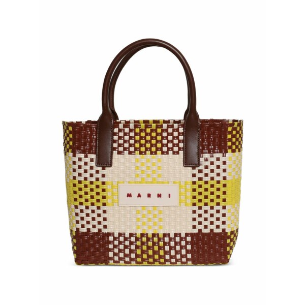 マルニ レディース トートバッグ バッグ Woven top-handle tote bag Brown|asty