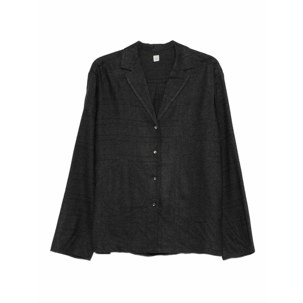 トーテム レディース シャツ トップス Monogram-pattern flannel shirt Grey｜asty