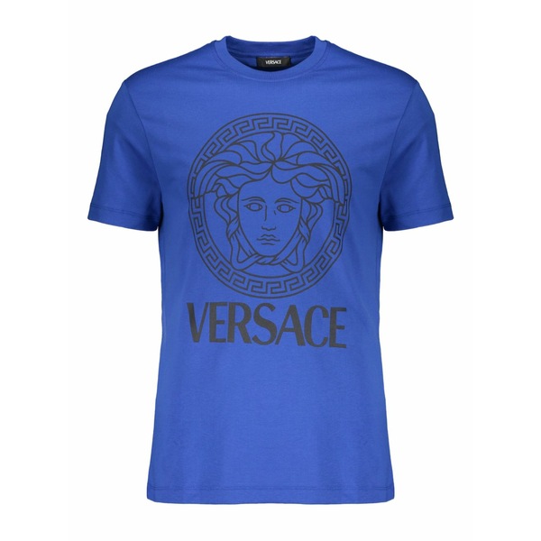 ヴェルサーチ メンズ プルオーバー トップス Logo-print crew-neck t-shirt Blue