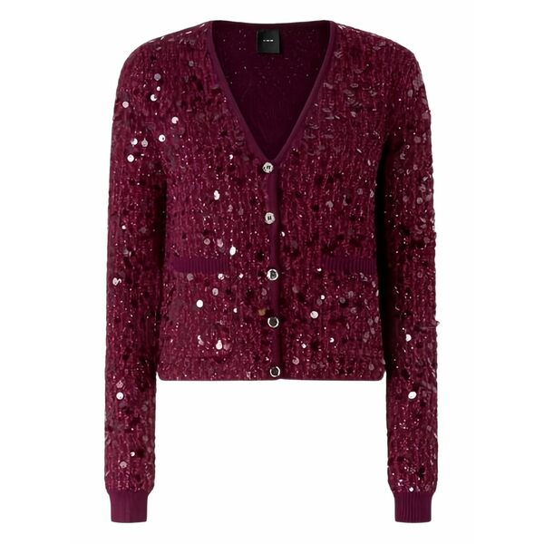 ピンコ レディース カーディガン アウター Mamma mia sequin-embellished cardigan Red｜asty
