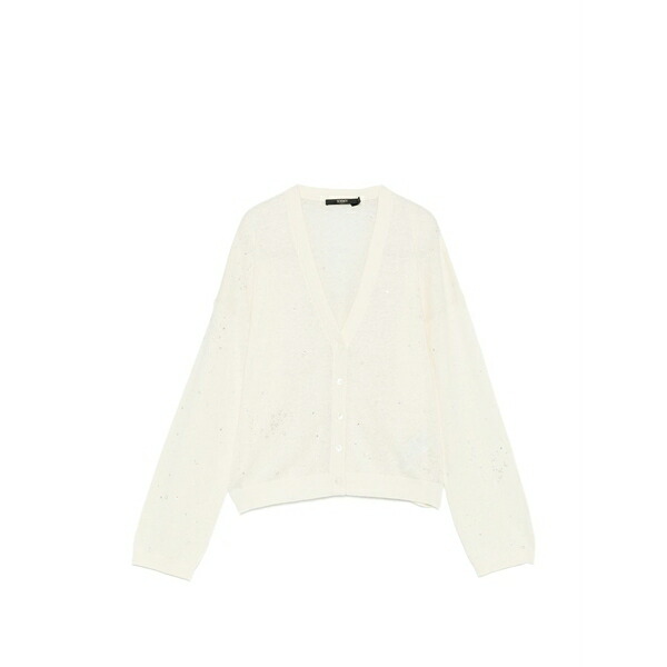 セブンティ レディース カーディガン アウター Sequin v-neck cardigan Neutrals｜asty