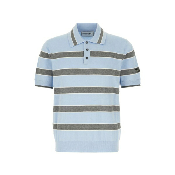 アイスバーグレタス メンズ スポーツシャツ トップス Regular-fit striped cotton polo shirt Blue ポロシャツ-トップス