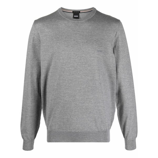 ボス メンズ ニット&セーター アウター Fine-knit virgin wool jumper Grey｜asty