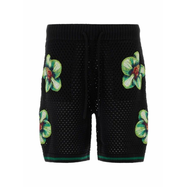 カサブランカ メンズ カジュアルパンツ ボトムス Glitch orchid embroidered crochet shorts Black|asty