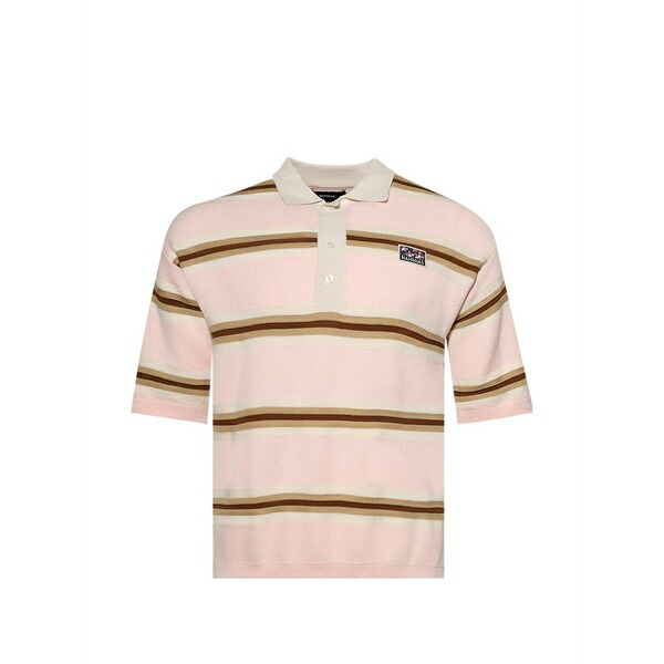ナミアス メンズ スポーツシャツ トップス Striped polo shirt Pink