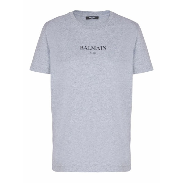 バルマン レディース プルオーバー トップス Logo-print cotton t-shirt Grey