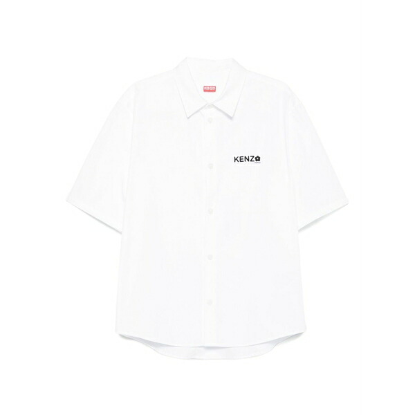 ケンゾー メンズ プルオーバー トップス Logo-detail short-sleeve shirt White カジュアルシャツ-メンズファッション
