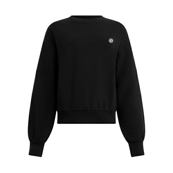 フィリップ飾り気の無い レディース 編み物\u0026スウェーター アウター Round-neck logo sweatshirt Black
