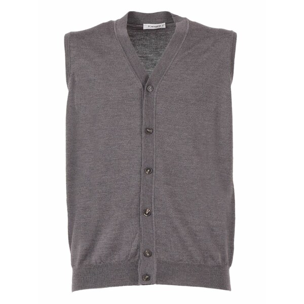 カングラ メンズ Tシャツ トップス Knitted wool vest Grey|asty
