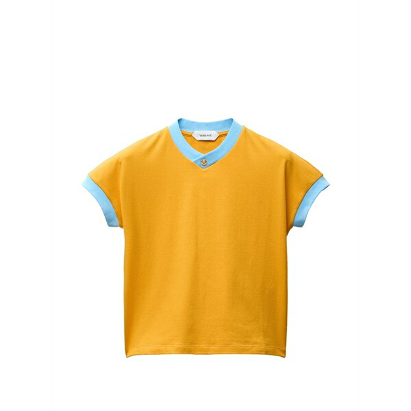 ヴェルサーチ レディース Tシャツ トップス Stretch cotton-jersey t-shirt Yellow|asty