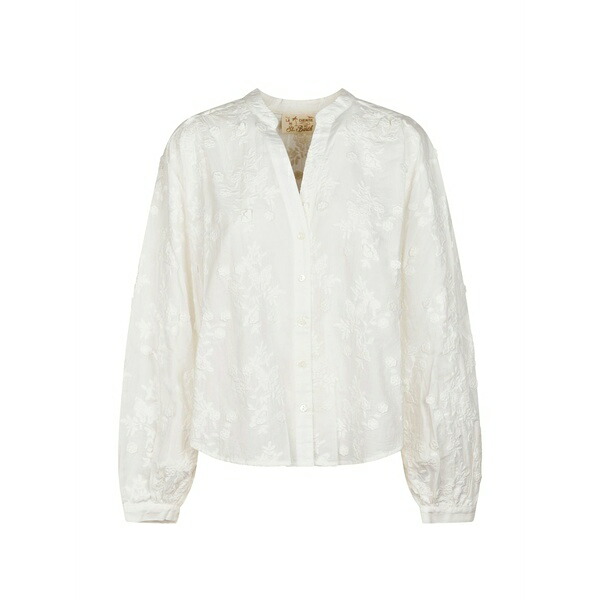 エムシーツーセイントバース レディース プルオーバー トップス Floral-embroidered shirt White