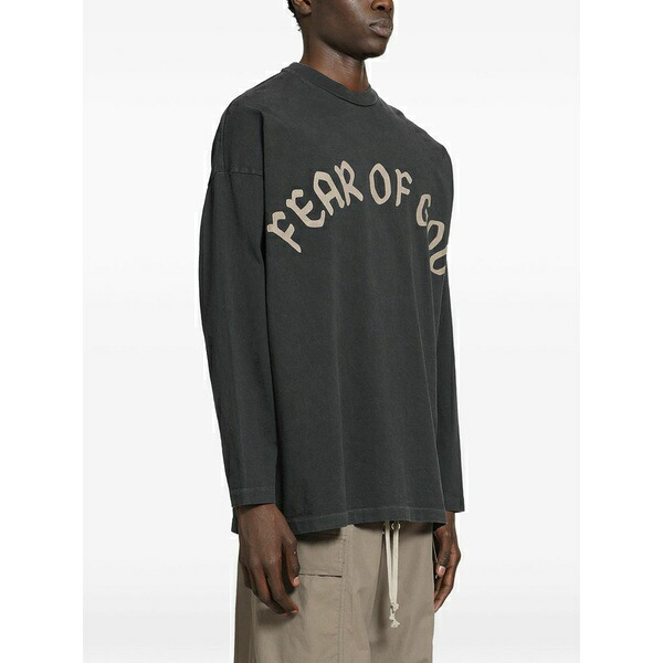 フィアオブゴッド メンズ Tシャツ トップス Logo-print long-sleeved t-shirt Black｜asty